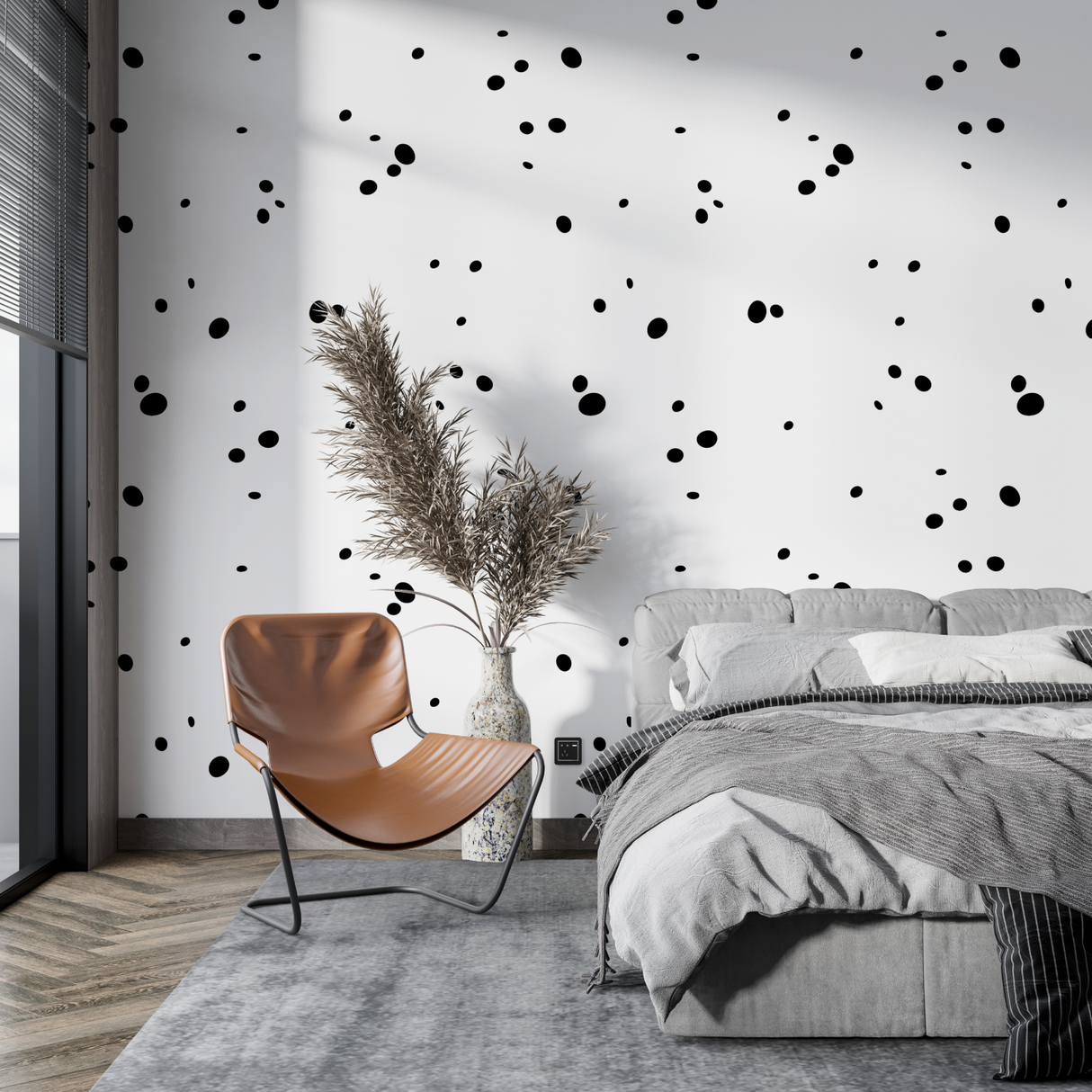 Polka Dot Mural Wallpaper | Modern Black and White Pattern