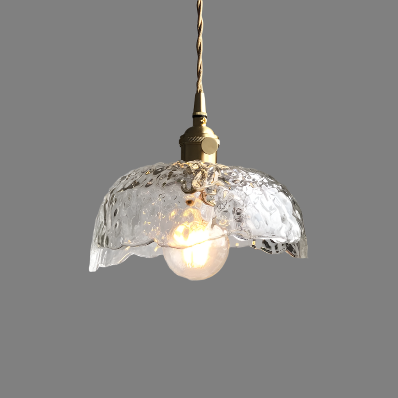 Green Glass Pendant Light  Rippled Brass Fixture - Product detail 14