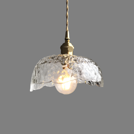 Green Glass Pendant Light  Rippled Brass Fixture - Product detail 14