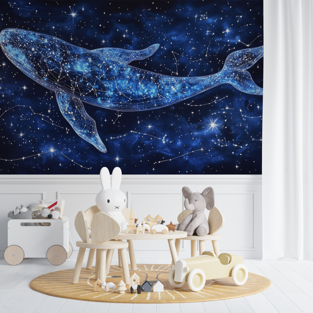 Space Mural Wallpaper | Celestial Whale with Constellations