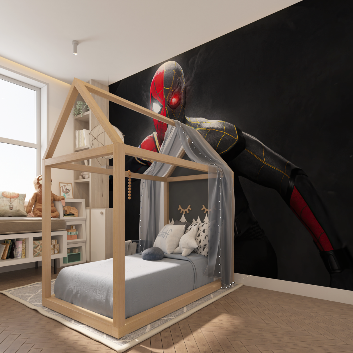 Superhero Mural Wallpaper | Spider-Man Black and Red Design