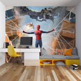 Superhero Mural Wallpaper | Spider-Man Battle Scene with Iron Man