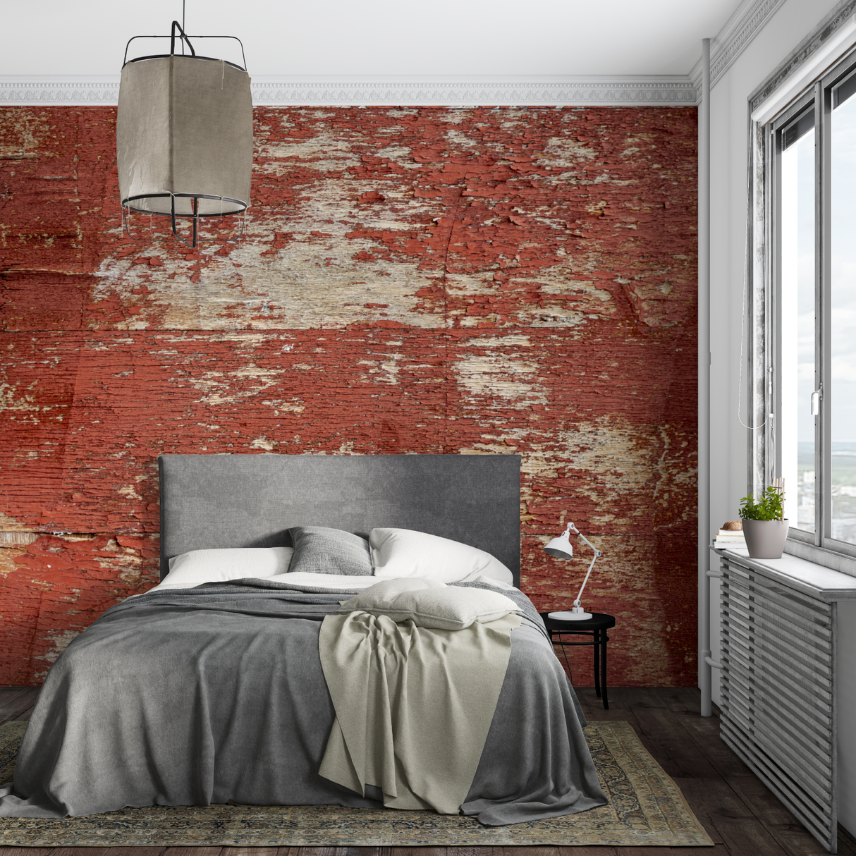 Vintage Brick Mural Wallpaper | Distressed Red Industrial Design