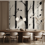 Forest Mural Wallpaper | Black and White Birch Trees