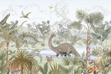 Dinosaur Mural Wallpaper | Jurassic Tropical Paradise Scene