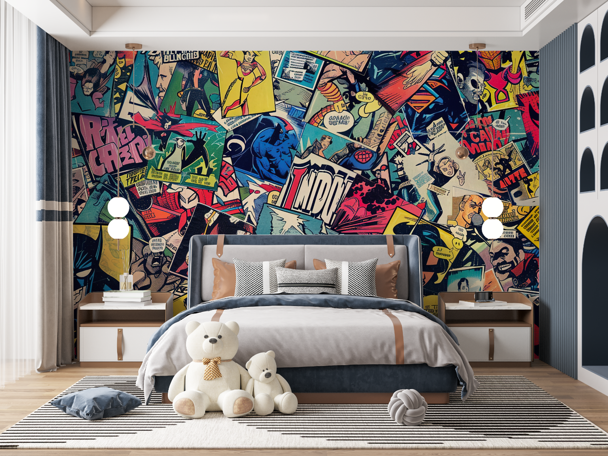 Comic Book Mural Wallpaper | Dynamic Pop Art Collage