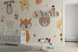 Forest Animals Mural Wallpaper | Cute Nursery Design with Fox and Bear