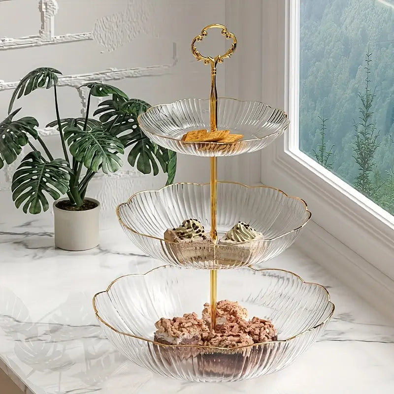 Three Tier Serving Stand  Sage Green Fluted Design - Product detail 7