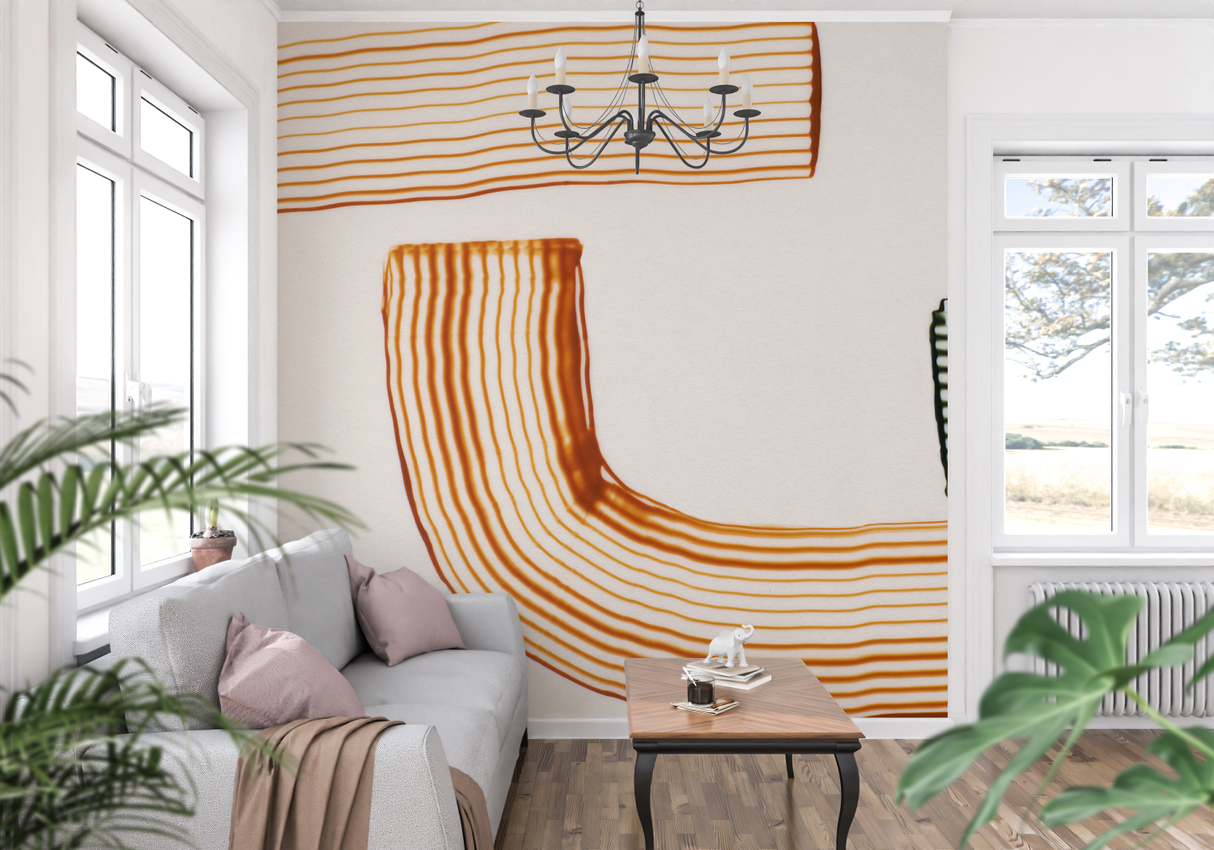 Abstract Mural Wallpaper | Modern Orange Striped Design