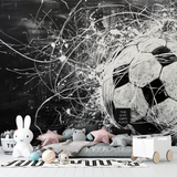 Football Mural Wallpaper | Black and White Dynamic Design