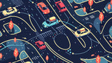 Car Racing Mural Wallpaper | Modern Night City Theme