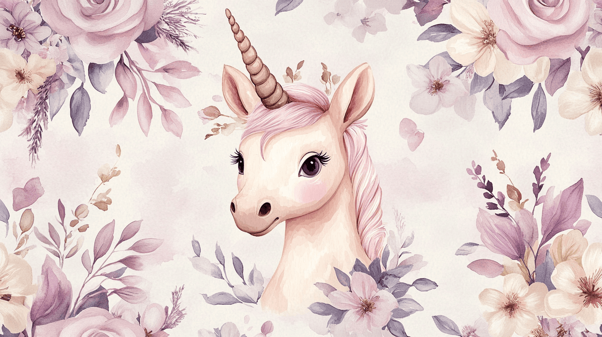 Unicorn Mural Wallpaper | Enchanted Pink Floral Design