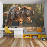Dinosaur Mural Wallpaper | Fierce T-Rex in Wild Forest