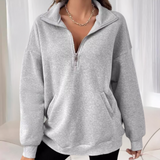 Half-Zip Sweatshirt Women  Casual Cotton Blend Pullover - Product detail 5