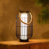 Solar Garden Lantern  Asian Inspired Metal Cage Design - Detailed view