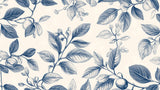Floral Mural Wallpaper | Blue Botanical Toile de Jouy Pattern