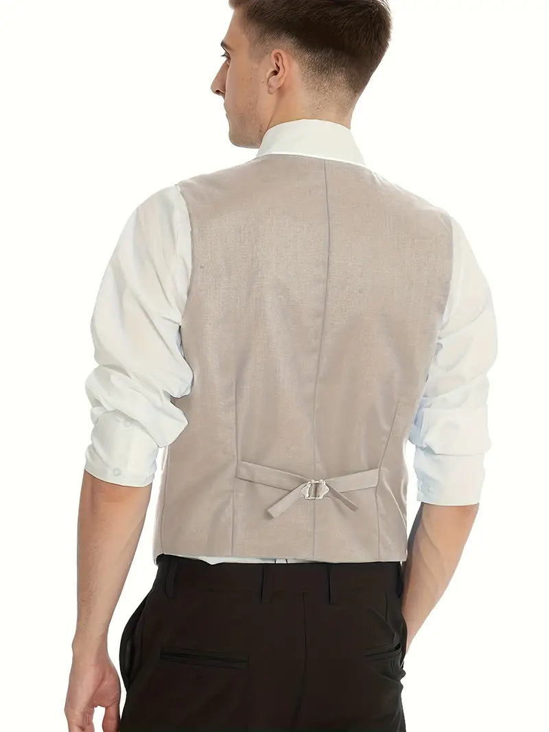 Classic Three Piece Suit  Beige Double-Breasted Design - Product example