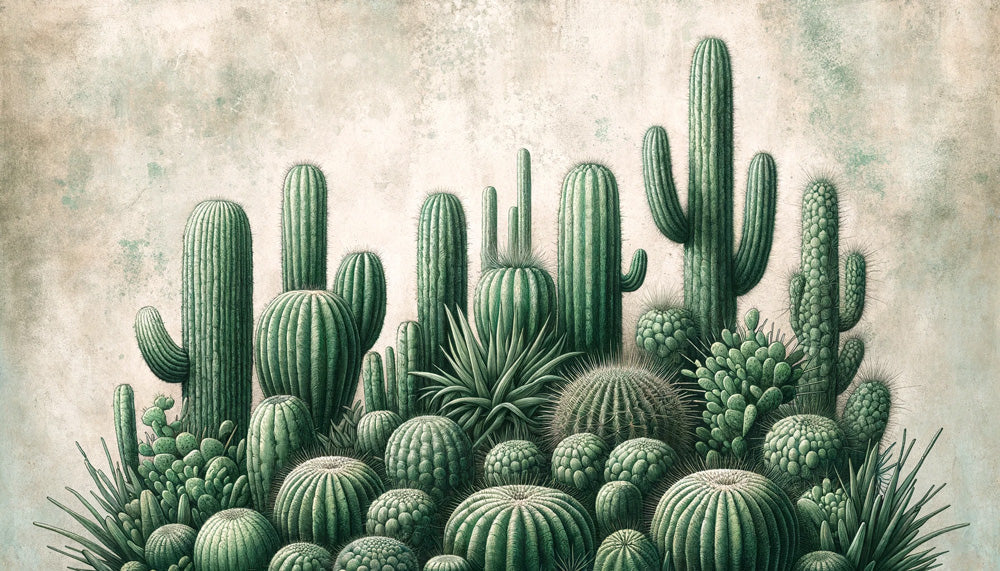 Desert Cactus Wallpaper design file showing detailed botanical cacti illustration pattern