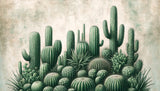 Desert Cactus Wallpaper design file showing detailed botanical cacti illustration pattern