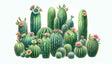 Desert Cactus Wallpaper displayed in a bright modern living room, showing vibrant flowering cacti against a light background