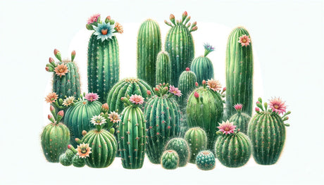 Desert Cactus Wallpaper displayed in a bright modern living room, showing vibrant flowering cacti against a light background