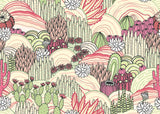 Desert Garden Wallpaper design file showing detailed pink and green cactus pattern