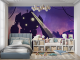 Robot Mural Wallpaper | Futuristic Tech Design with Red Glow