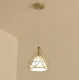 Geometric Pendant Light  Gold Iron Frame With White Glass Shade - Product detail 6