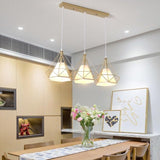 Geometric Pendant Light  Gold Iron Frame With White Glass Shade - Product example