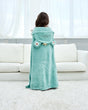 Kids Hooded Bath Towel  Plush Frog Design In Mint Green - Product showcase