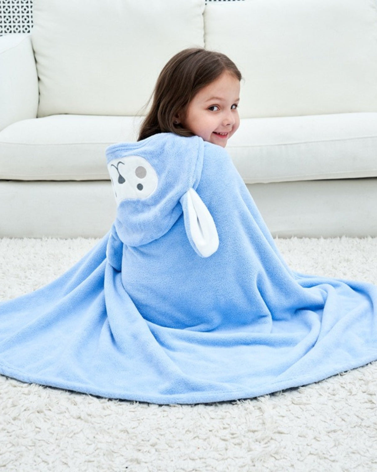 Kids Hooded Blanket  Blue Llama Design Ages 2-6 - Product showcase