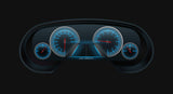 Digital speedometer design file showing detailed blue gauges on black background