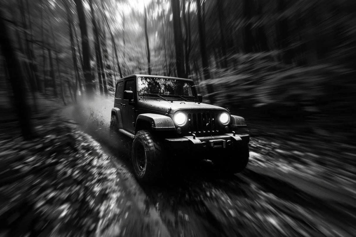Black and white car wallpaper design file showing detailed motion blur effect and contrast