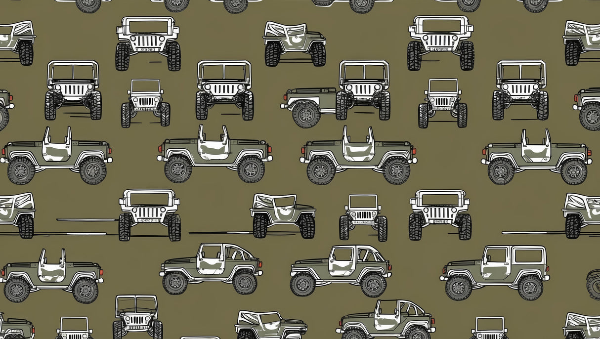 Design file showing full military green off-road vehicle pattern