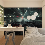 Night drive mural design adding style to teen bedroom wall