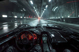 Car dashboard wallpaper design file showing glowing red panels and tunnel lights pattern