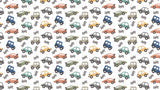 Racing car wallpaper design file showing detailed pattern with checkered flags and vintage vehicles