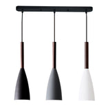Modern Linear Pendant Light  Black Metal with Wood Accent - Product detail 7