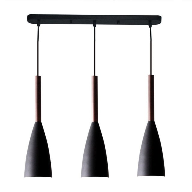Modern Linear Pendant Light  Black Metal with Wood Accent - Product detail 5