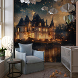 Magical Castle Wallpaper creating an enchanting atmosphere in a nursery