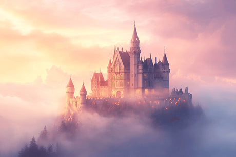 Castle wallpaper design file showing detailed palace architecture and magical sunset elements