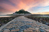 Castle wallpaper design file showing detailed stone path and sunset sky pattern