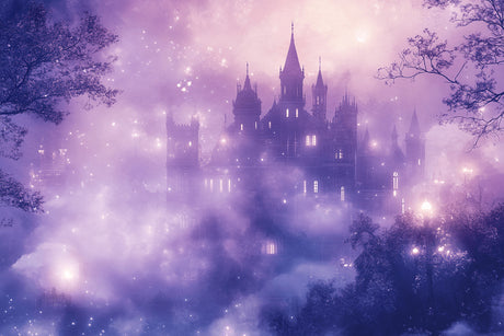 Castle under purple night sky design file showing intricate starlit details and gothic architecture