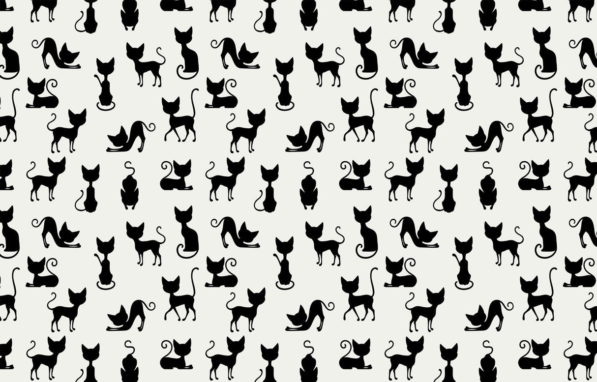 Black and white cat silhouette pattern design file showing repeating motif