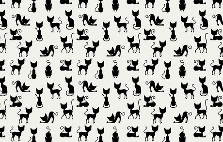 Black and white cat silhouette pattern design file showing repeating motif
