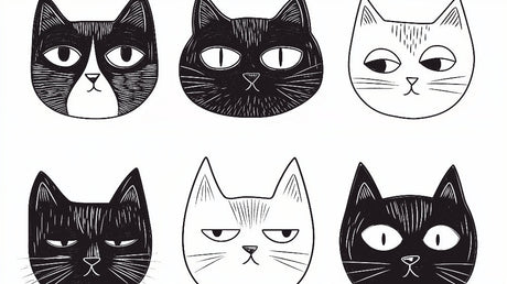 Black and white cat line art wallpaper design file showing detailed pattern and artistic elements