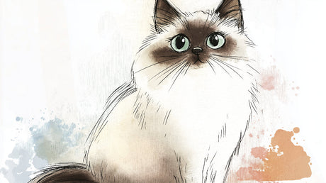 Cat wallpaper design file showing detailed watercolor artwork with mesmerizing green eyes