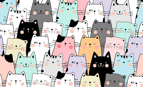 Cat Pattern Wallpaper design file showing detailed pastel cartoon cats arrangement