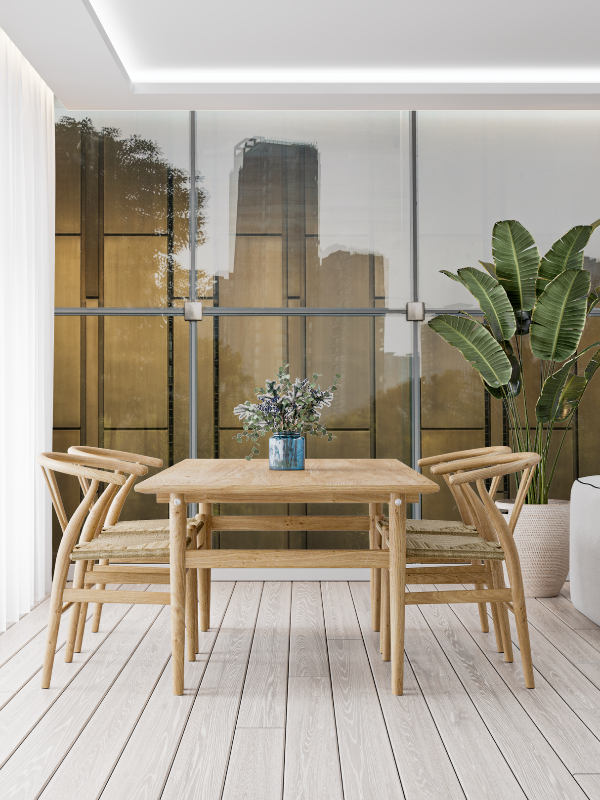 Industrial Mural Wallpaper | Modern Gold Glass Window Design