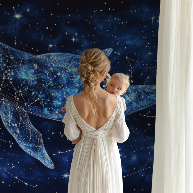 Space Mural Wallpaper | Celestial Whale with Constellations